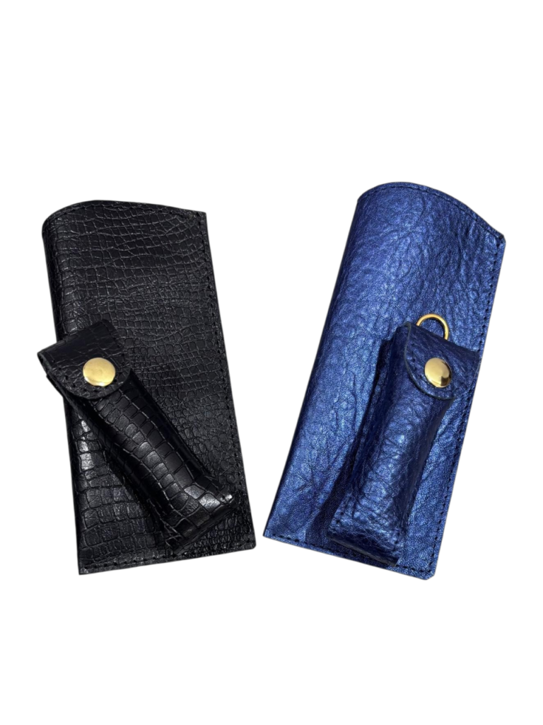 Kit Case de Óculos e Porta-batom Argola em couro legítimo
