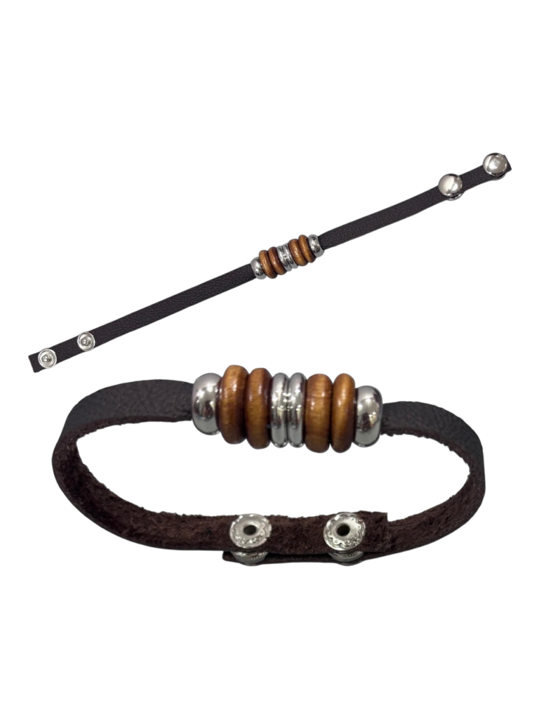 Pulseira Argolinhas em couro legítimo