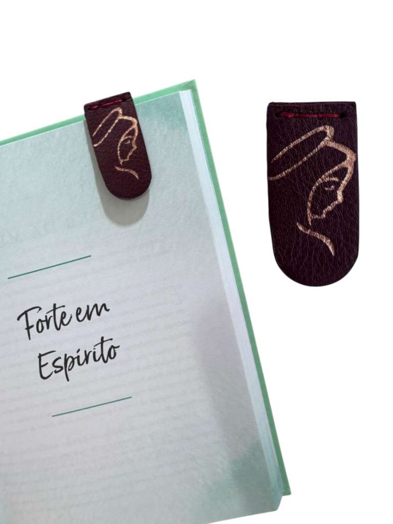 Marcador de página em couro legítimo Nossa Senhora