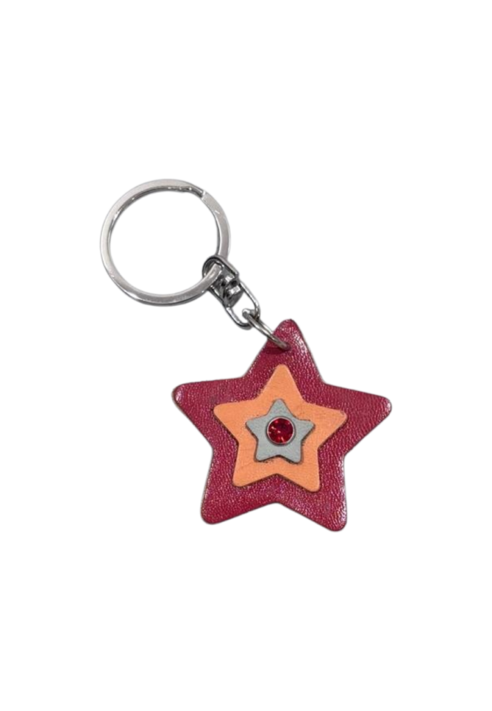 Chaveiro Three Stars em couro legítimo