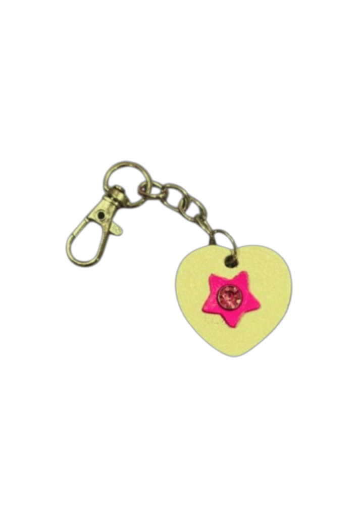 Chaveirinho Star Heart em couro legítimo