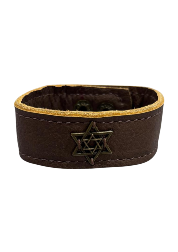Pulseira Bicolor Estrela de Davi em couro legítimo