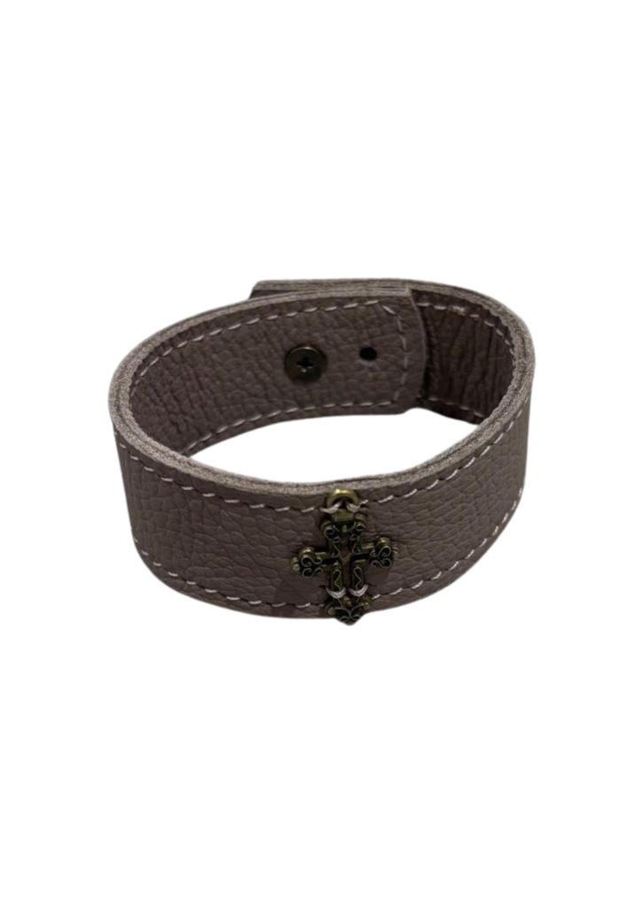 Pulseira Cruz em couro legítimo